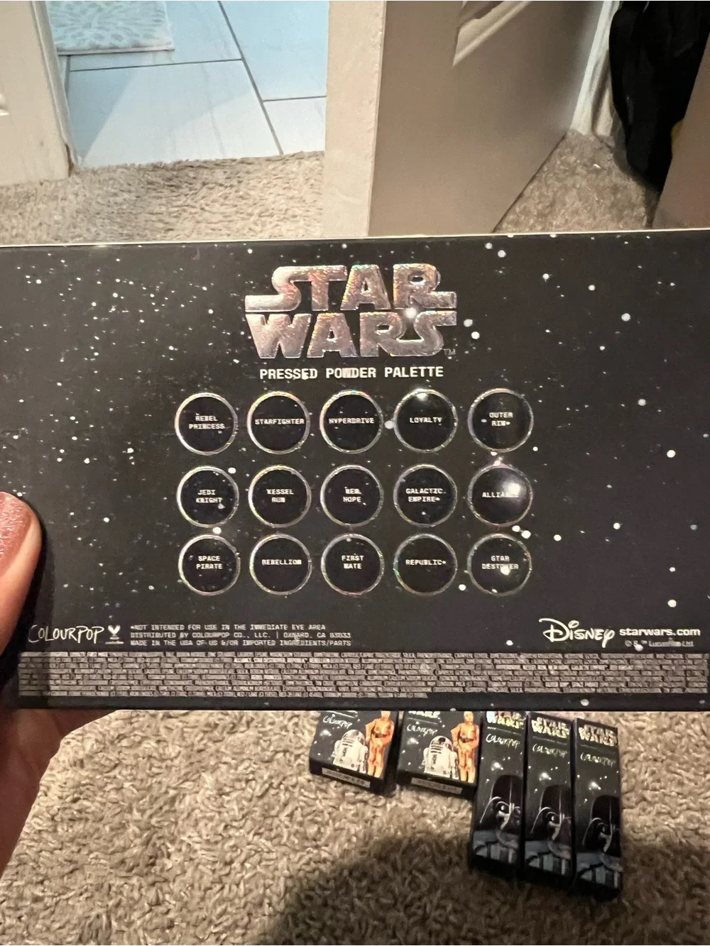 ColourPop Star Wars Pressed Powder, Shimmer/glitter, and lip sticks BUNDLE